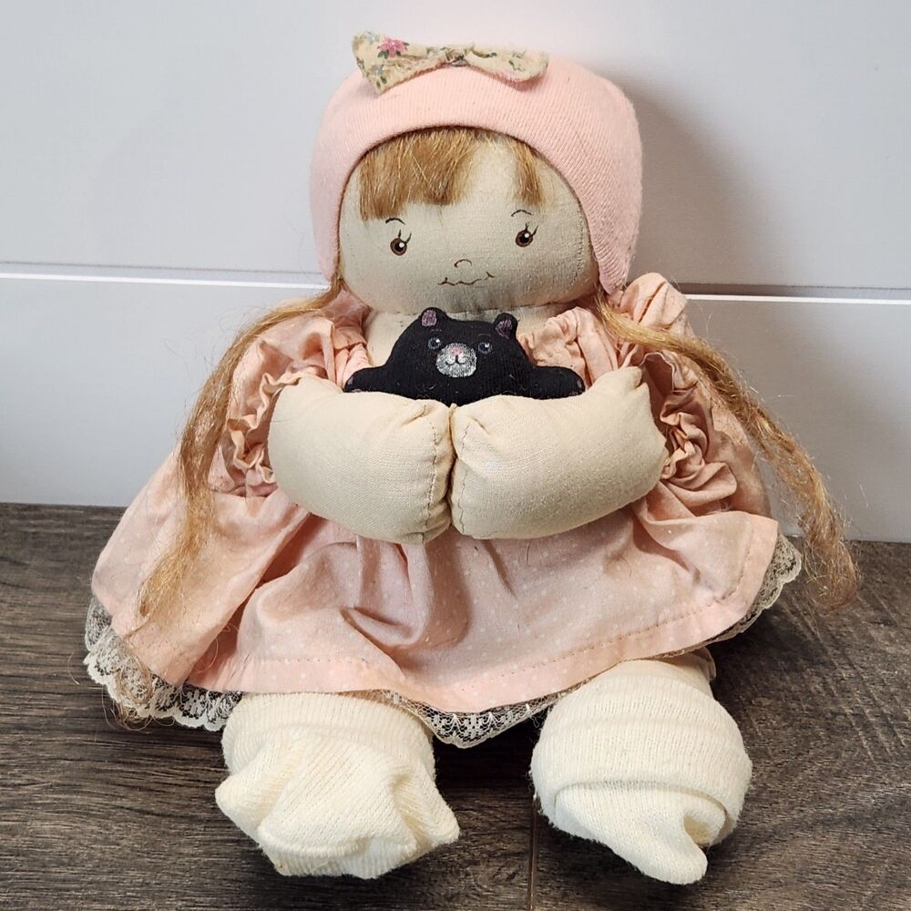 Jan Shackleford 10" Cloth Waldorf Doll with Original Teddy Bear